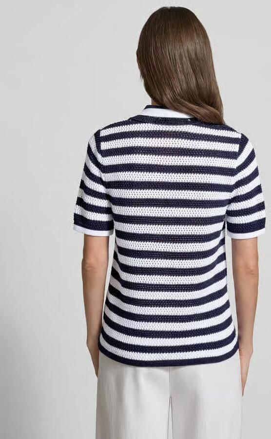 Monari regular fit poloshirt in tricotlook en sierstenen