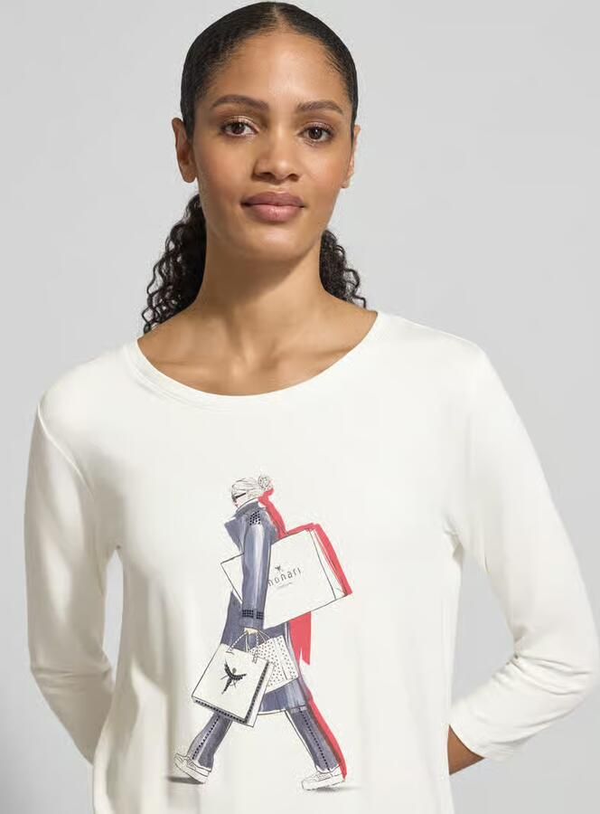 Monari Regular fit shirt met lange mouwen van viscosemix met siersteentjes - Foto 2