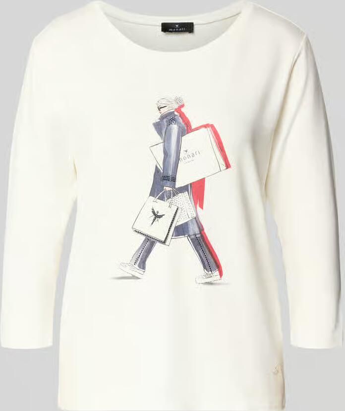 Monari Regular fit shirt met lange mouwen van viscosemix met siersteentjes