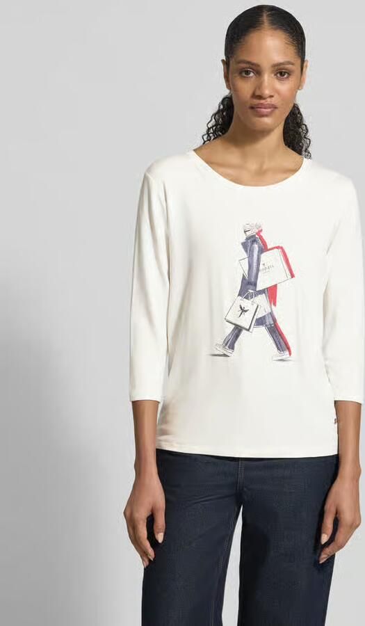 Monari Regular fit Shirt met lange mouwen van Viscosemix met siersteentjes - Foto 4