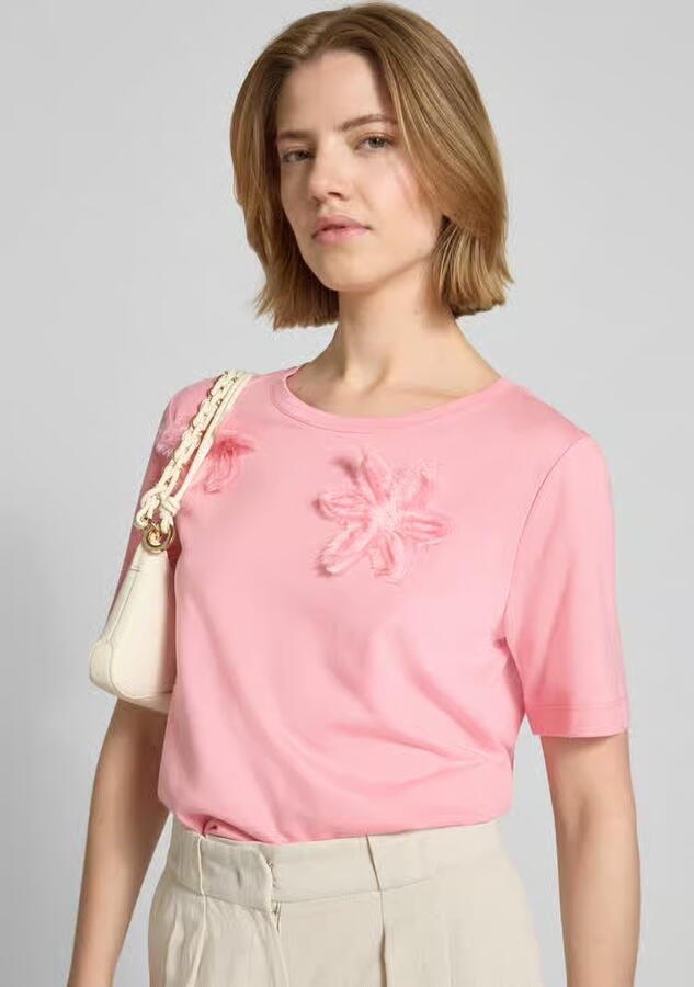 Monari regular fit T-shirt met florale siergarnering