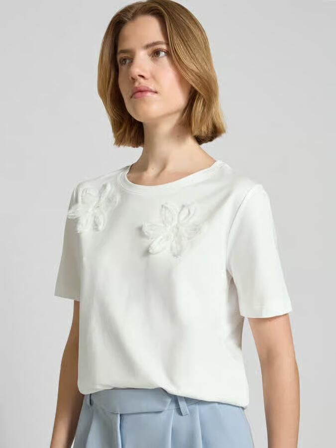 Monari regular fit T-shirt met florale siergarnering