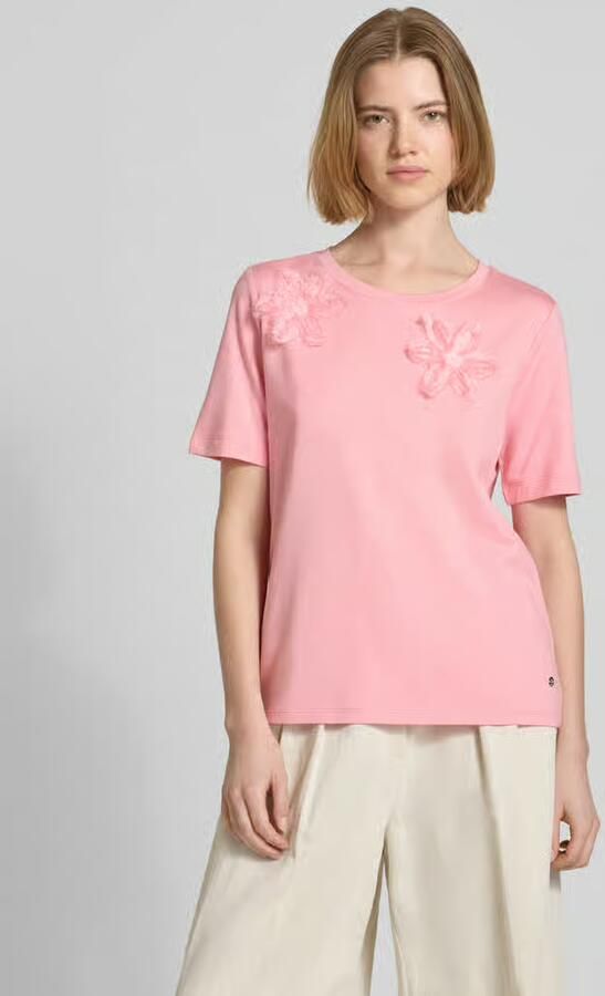 Monari regular fit T-shirt met florale siergarnering - Foto 3