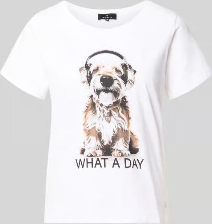 Monari regular fit T-shirt met siersteentjes - Foto 2