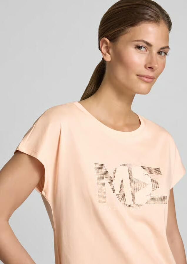 Monari regular fit T-shirt met siersteentjes