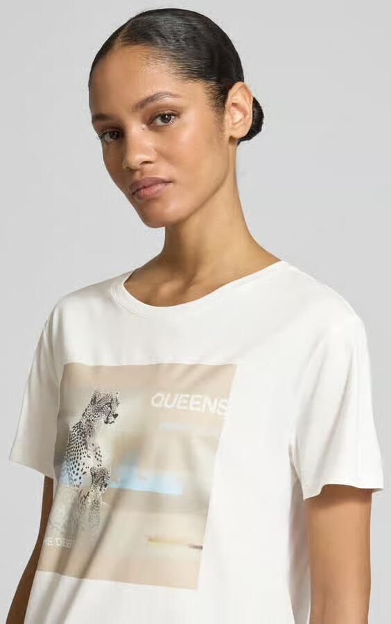 Monari regular fit T-shirt met strass-steentjes