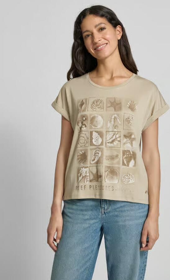 Monari Regular fit T-shirt van puur katoen met motiefprint - Foto 2