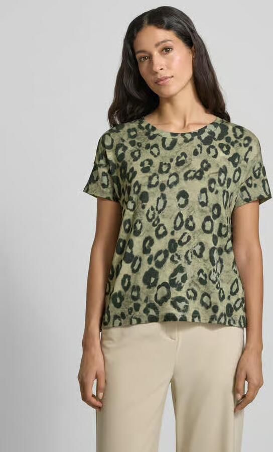 Monari Regular fit T-shirt van viscosemix met all-over dierenprint - Foto 2