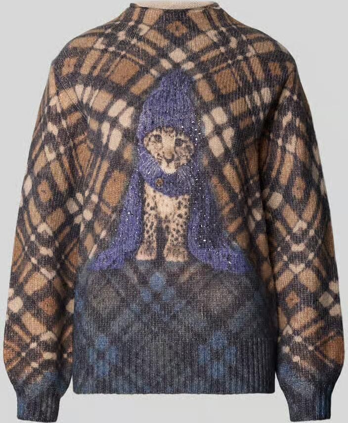Monari Relaxed fit gebreide trui van wolmix met alpaca-aandeel