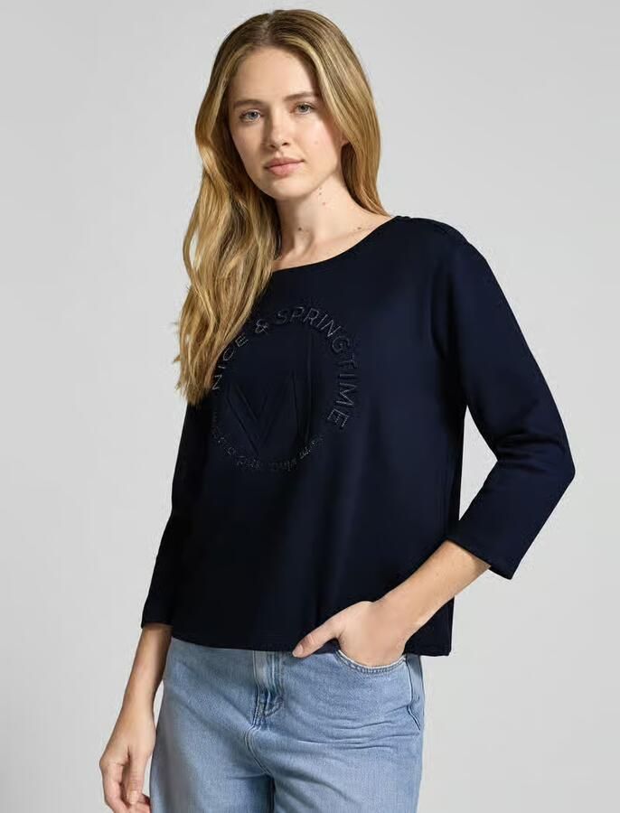 Monari Relaxed fit sweatshirt met viscose model 'Emblem' - Foto 2