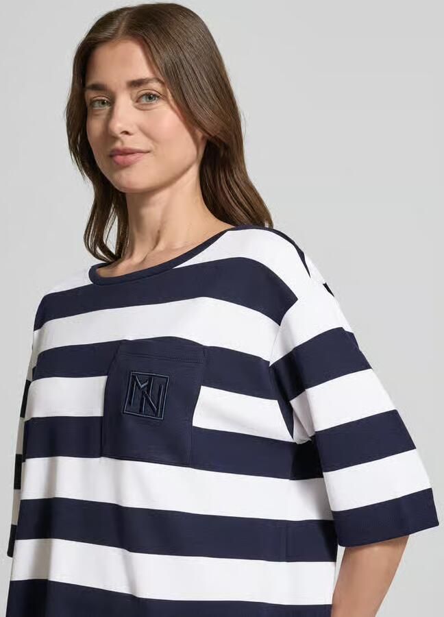 Monari relaxed fit sweatshirt van viscosemix met borstzak