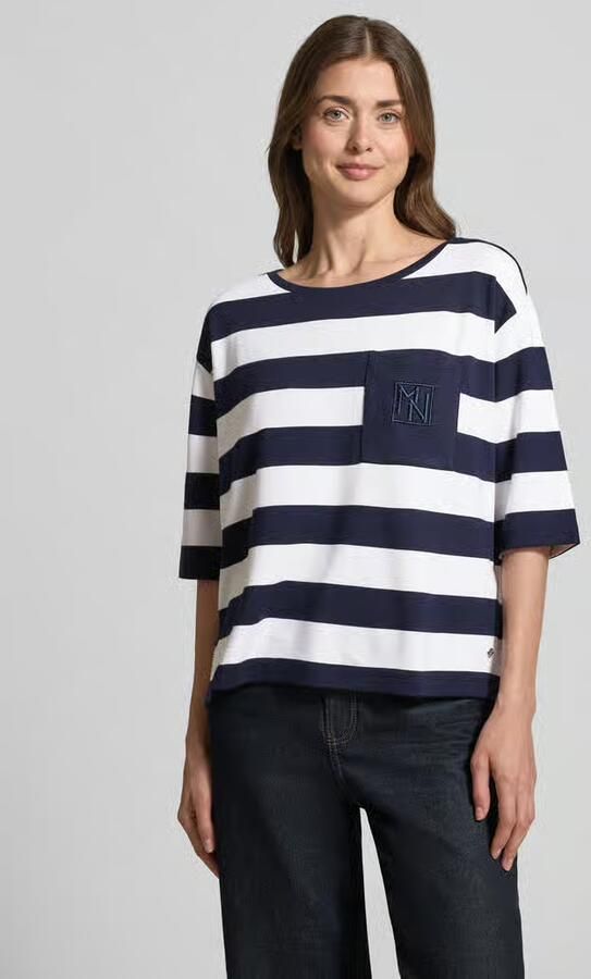 Monari relaxed fit sweatshirt van viscosemix met borstzak - Foto 4