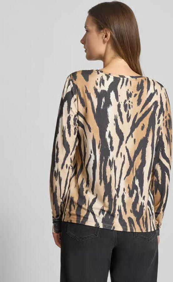 Monari Shirt met lange mouwen en geribde ronde hals