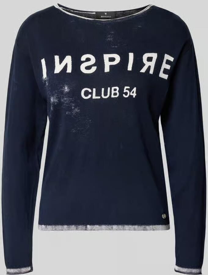 Monari Shirt met lange mouwen print links en ronde hals
