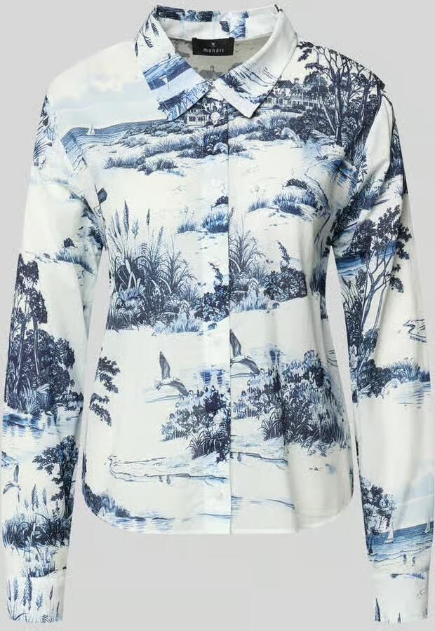 Monari slim fit blouse in allover-look model 'Hamptons Landschaft' - Foto 2