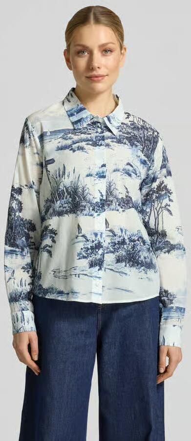 Monari slim fit blouse in allover-look model 'Hamptons Landschaft' - Foto 4