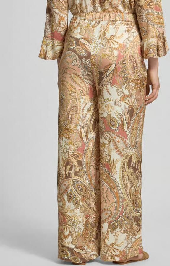 Monari Stoffen broek van viscose met paisleymotief model 'Pia'