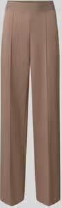 Monari straight fit broek van viscosemix met logodetail