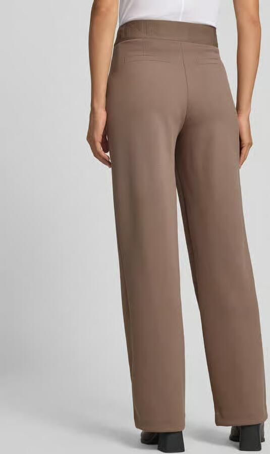 Monari straight fit broek van viscosemix met logodetail - Foto 2
