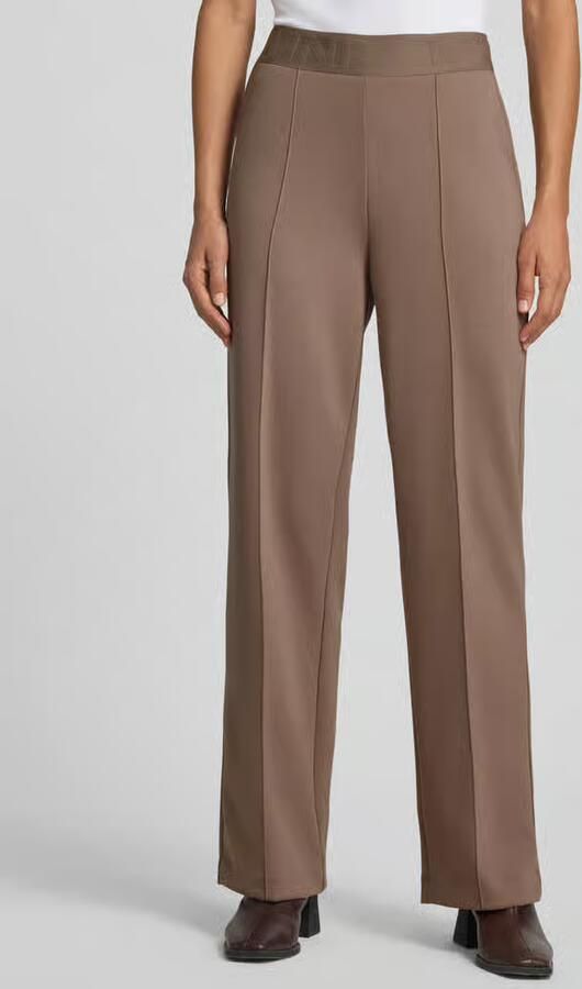 Monari straight fit broek van viscosemix met logodetail - Foto 3