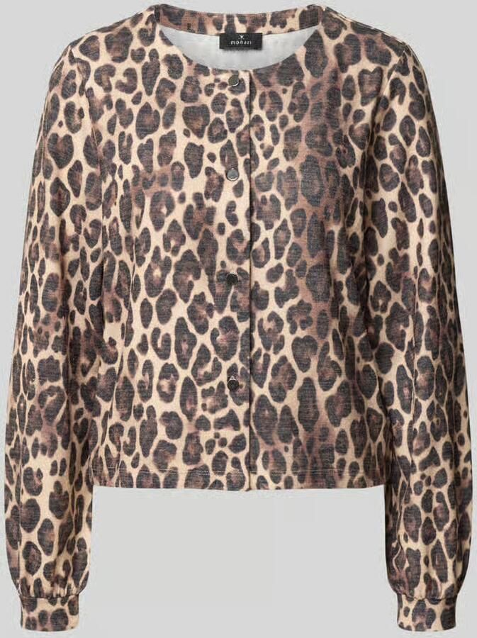 Monari Sweatjack in all-over look met ronde hals