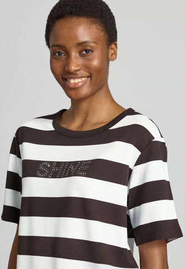 Monari sweatshirt met 1 2-mouwen en met siersteentjes - Foto 2
