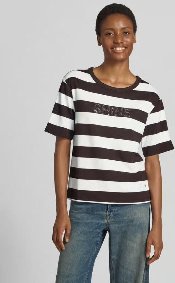 Monari sweatshirt met 1 2-mouwen en met siersteentjes - Foto 3