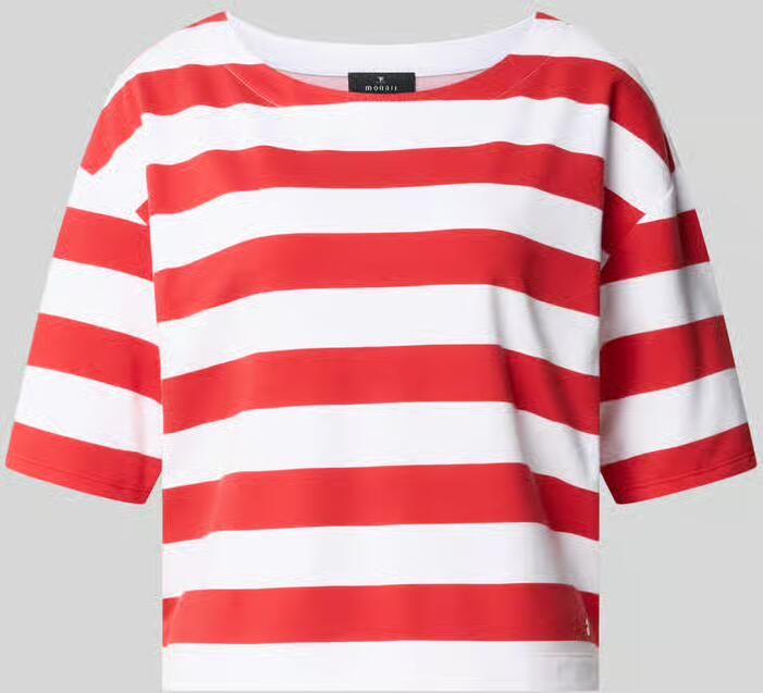 Monari sweatshirt met 1 2-mouwen in all-over look
