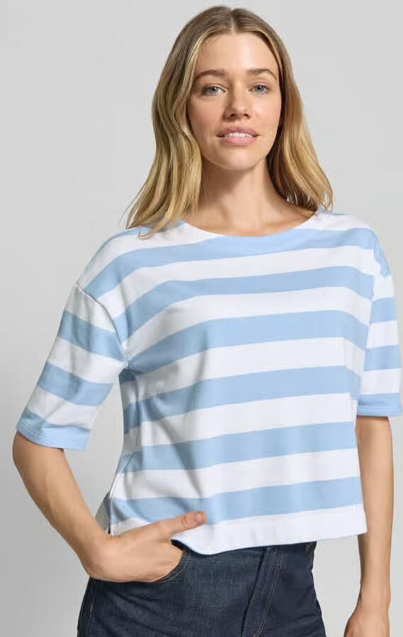 Monari Sweatshirt met streepmotief en 1 2-mouwen
