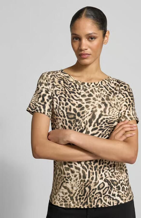 Monari T-shirt in luipaardlook met ronde hals