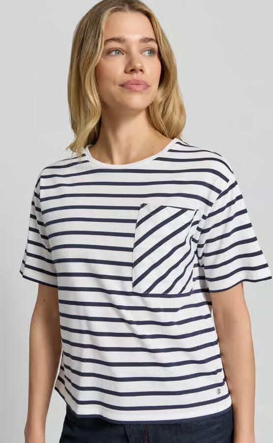 Monari T-shirt met borstzak en ronde hals