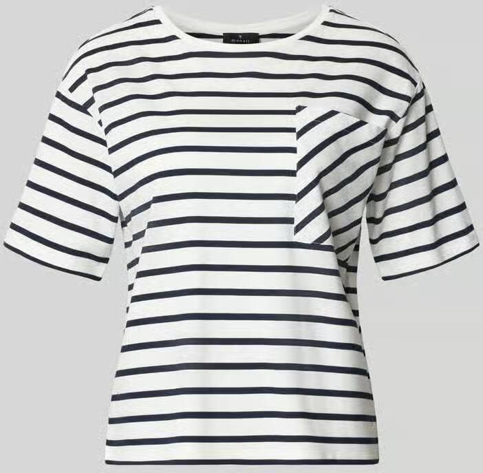 Monari T-shirt met borstzak en ronde hals - Foto 2