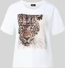 Monari T-shirt met motiefprint en met siersteentjes