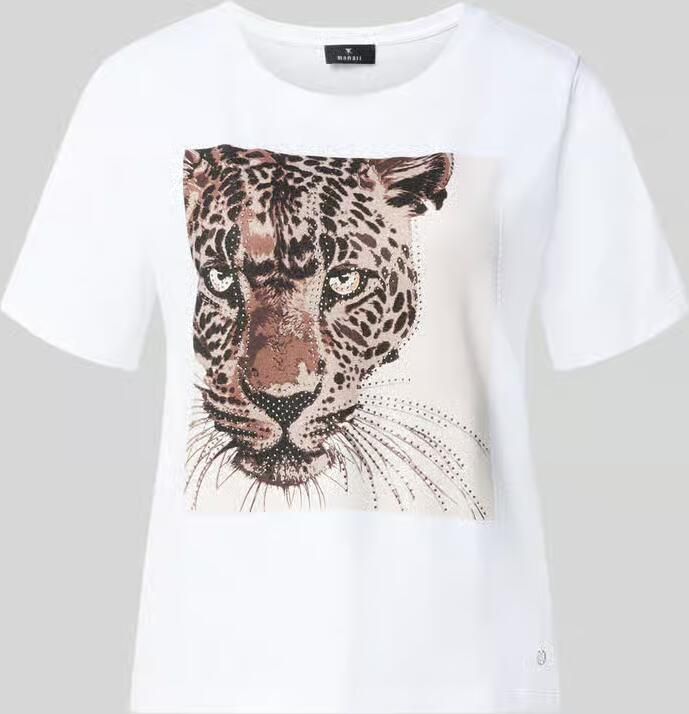 Monari T-shirt met motiefprint en met siersteentjes