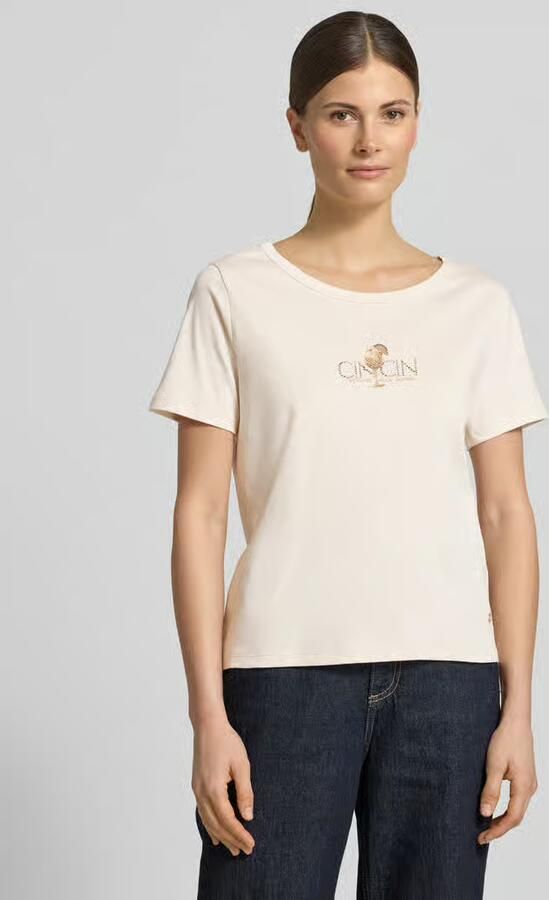 Monari T-shirt met motiefprint en met strass-steentjes - Foto 4