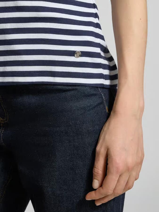 Monari T-shirt met ronde hals en borstzak