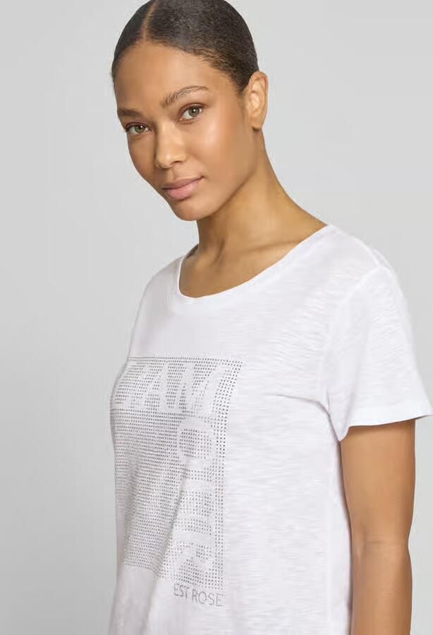 Monari T-shirt met siersteentjes en ronde hals
