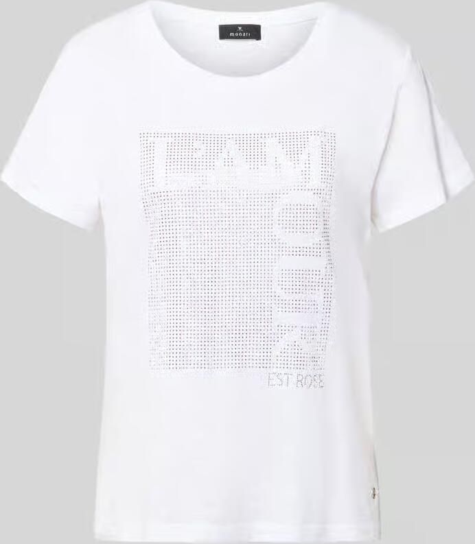 Monari T-shirt met siersteentjes en ronde hals - Foto 2