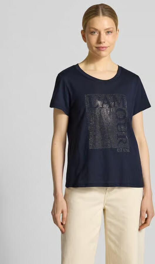 Monari T-shirt met siersteentjes en ronde hals - Foto 4