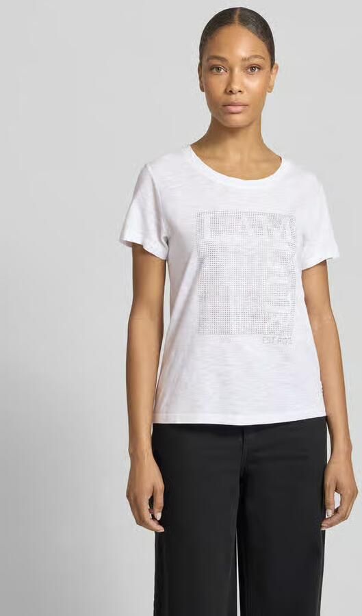 Monari T-shirt met siersteentjes en ronde hals - Foto 4