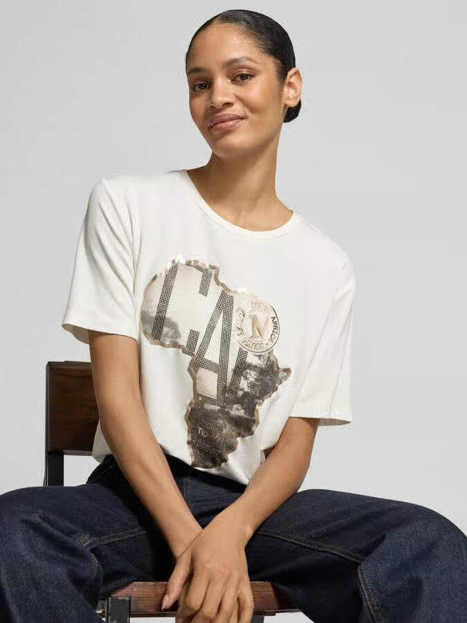 Monari T-shirt met siersteentjes