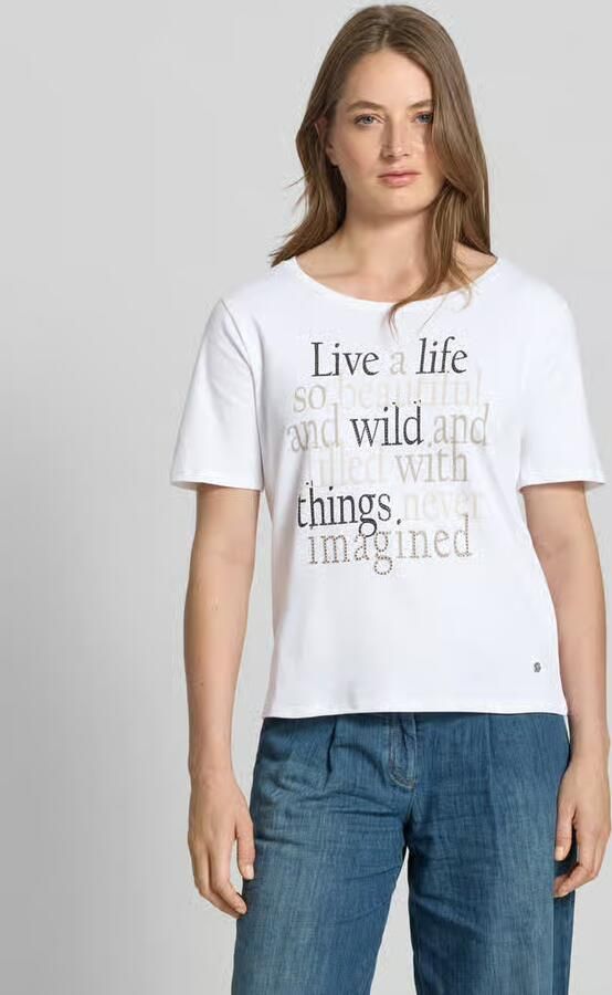 Monari T-shirt met statementprint en met siersteentjes - Foto 2