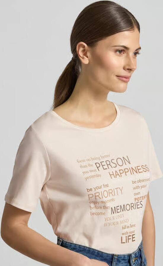 Monari T-shirt met strass-steentjes