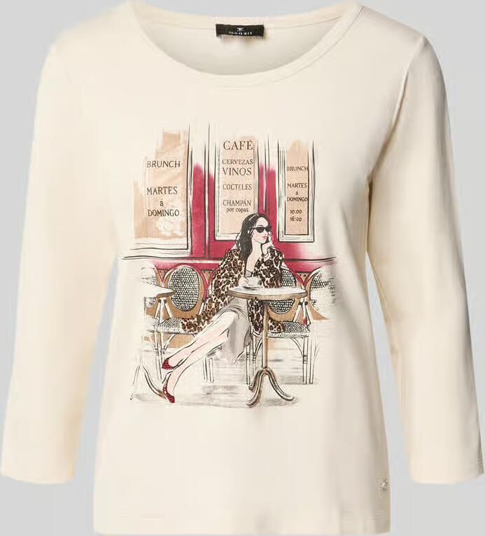 Monari T-shirt van mix van viscose en katoen met motiefprint en 3 4-mouw