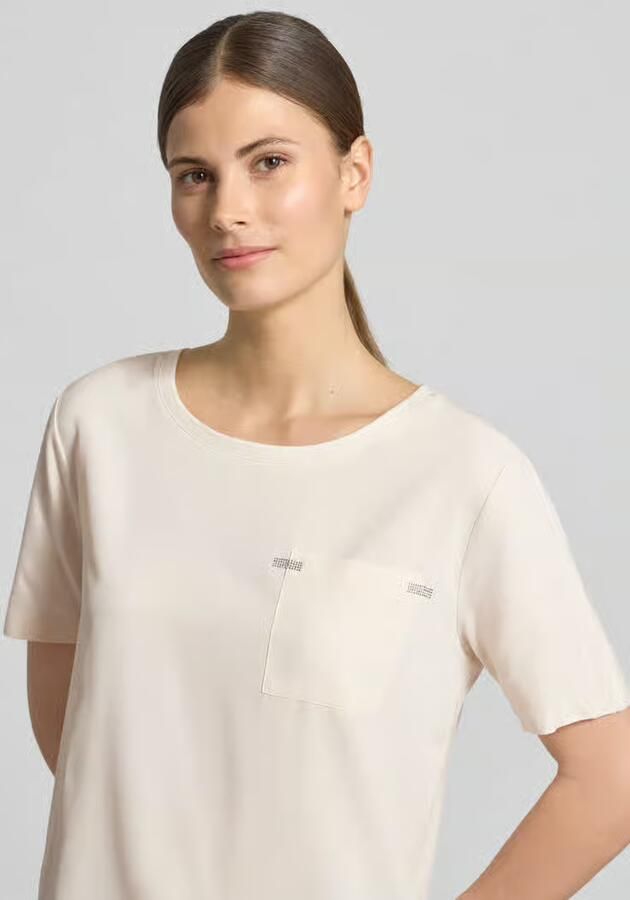 Monari T-shirt van viscosemix met borstzak
