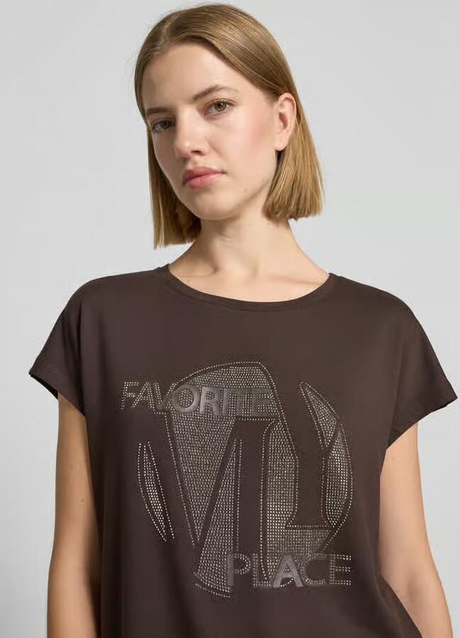Monari T-shirt van viscosemix met siersteentjes - Foto 2