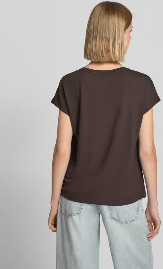 Monari T-shirt van viscosemix met siersteentjes