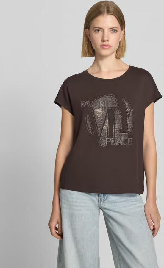 Monari T-shirt van viscosemix met siersteentjes - Foto 4