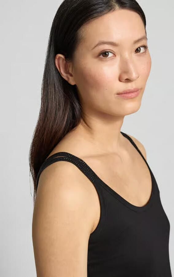 Monari Tanktop met ronde hals en labeldetail