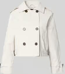 Monari trench jack met dubbele knoopsluiting en platte kraag